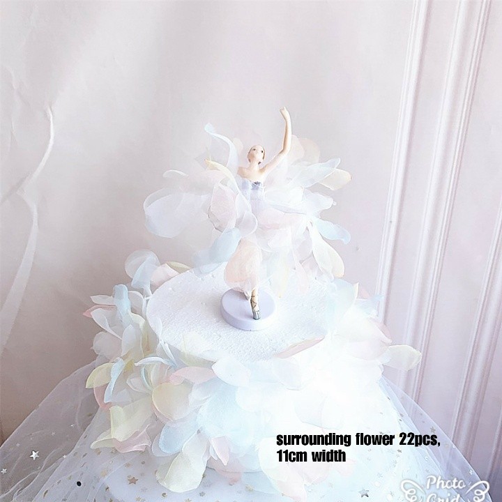 Romantic Chiffon Yarn skirt Ballet Girls Lace Flower Acrylic Cake Topper Happy Birthday Wedding Party Decoration(800L) - Image 9