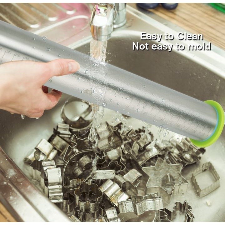 17inch Adjustable Stainless Steel Rolling Pin With Dough Mat Dough Roller with 4 Removable Adjustable Thickness (2455L) - Image 7