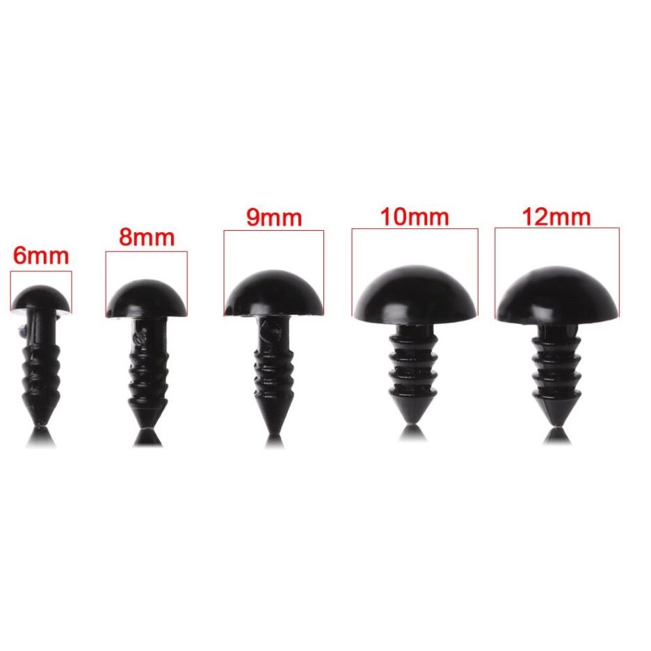 6/8/10/12mm DIY Black Plastic Safety Eyes Toy For Teddy Bear Doll Accessories Animal Making Craft (1458L) - Image 5