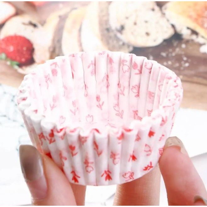 100pcs Cake Cups Printed Cake Paper Baking Greaseproof Paper Cake Cup DIY Cake Mold Household Kitchen Bakeware(2547L) - Image 4