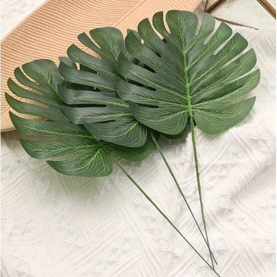 Tropical Palm Artificial Silk Leaves Monstera Leaf Bouquets DIY Home Wedding Party Decor Fake Plants (2604L) - Image 3