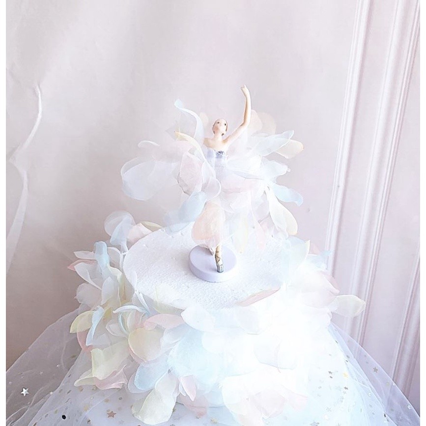 Romantic Chiffon Yarn skirt Ballet Girls Lace Flower Acrylic Cake Topper Happy Birthday Wedding Party Decoration(800L) - Image 13