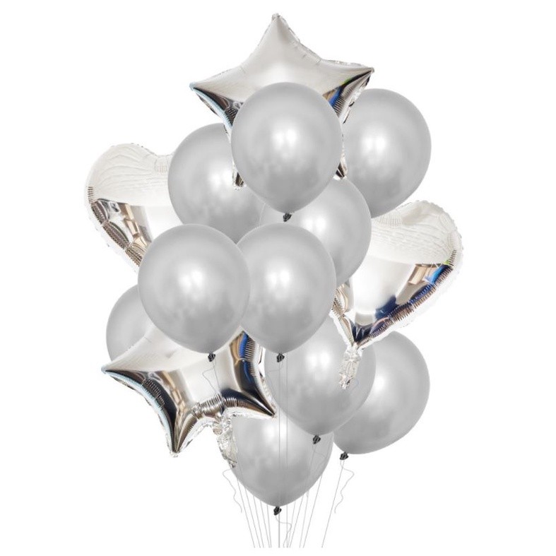 14pcs Foil Balloons Set 18inch Star Heart 12inch Latex Balloon Happy Birthday Party Decoration Wedding(1079L) - Image 9