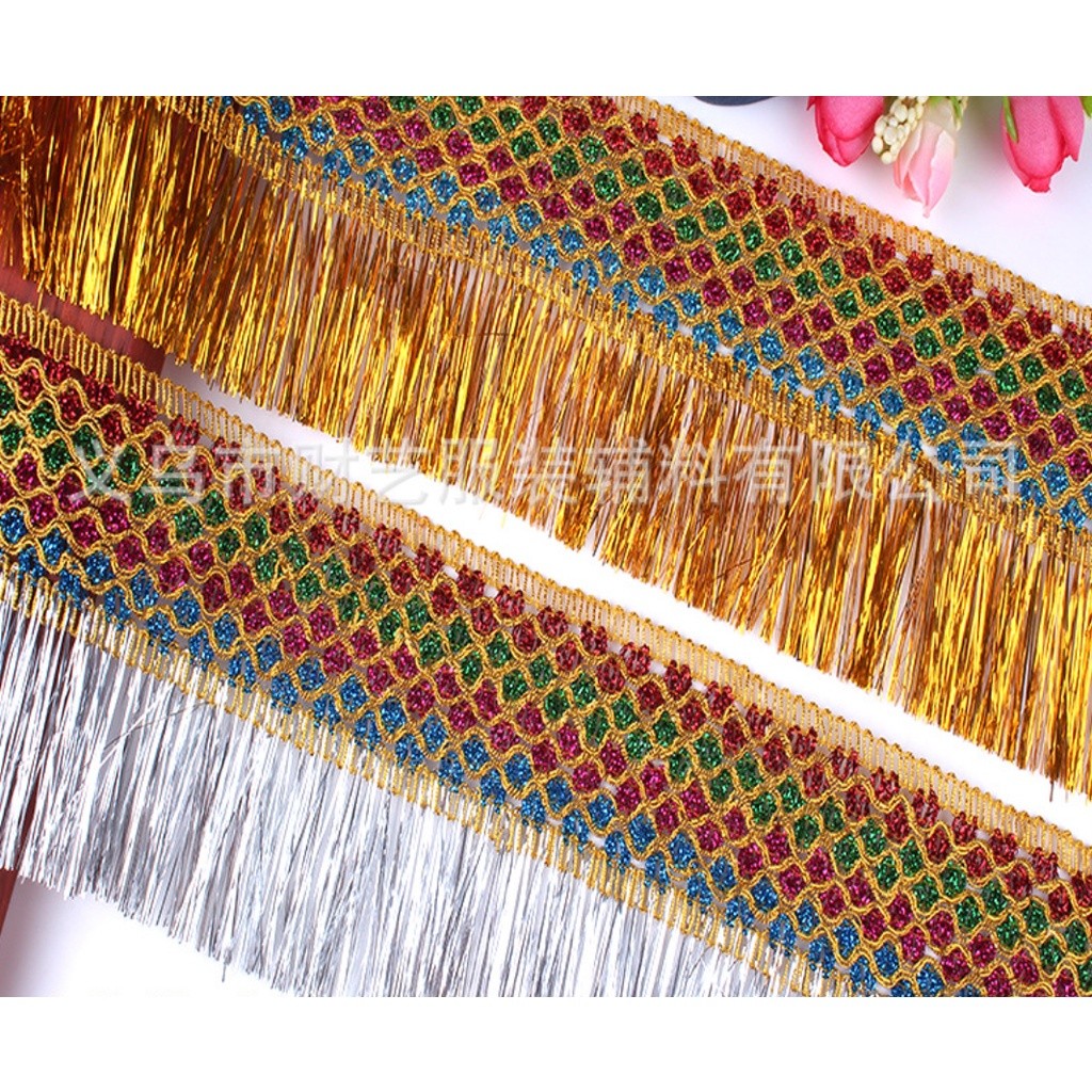1yard 5.5cm~8cm Silk Tassel fringe sewing bang tassel trim decorative Curtain Tassel for Craft Jewelry亮闪民族花边(1556L) - Image 6