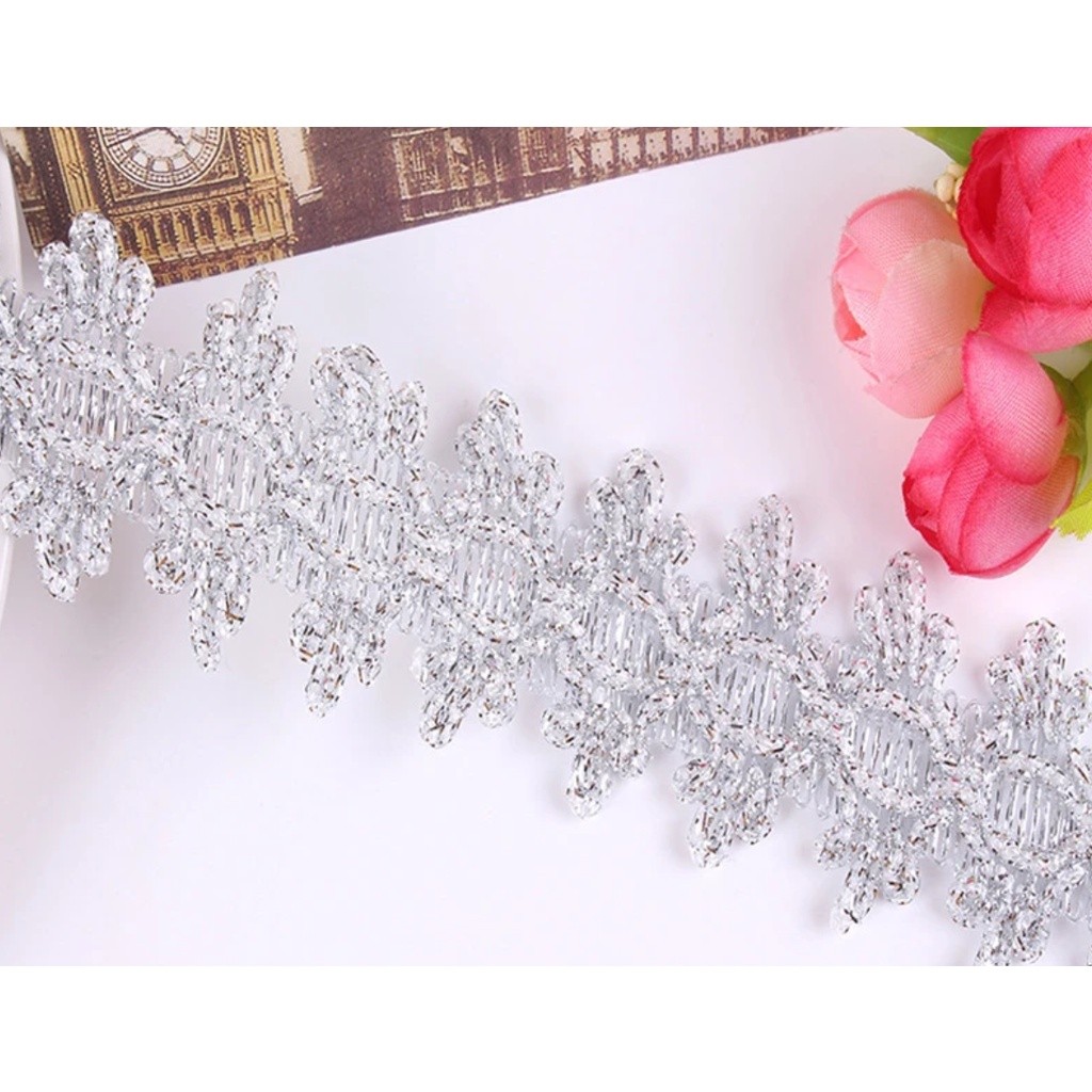 1yard 3.5cm Wide Gold Silver Lace Curve National Braided Trim DIY Dancing Dress Stage Decoration Sew Edges金银色花边 (2697L) - Image 6