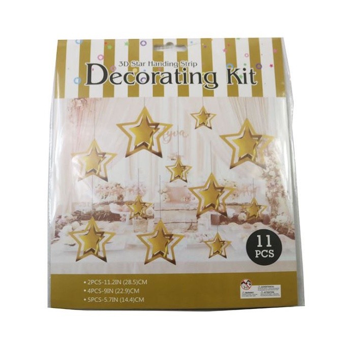 Twinkle Little Star Themed Party 3D Champagne Gold Hollow Star Garlands Hanging Decoration for Birthday (1237L) - Image 7