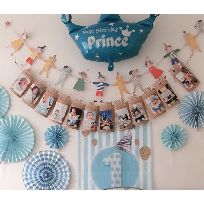 Photo wall decorations diy photo flag one month to twelve months baby child birthday party banners (363L) - Image 2