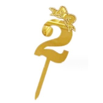 18cm Number 0-9 Acrylic Gold Glitter Ribbon Cake Toppers For Kids Womens Mens Birthday Party Cake Decoration (2605L) - Image 5