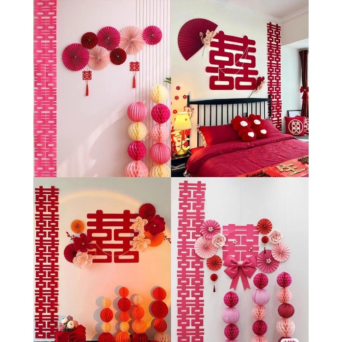 1pc 20/50/80/100cm Chinese Traditions Wedding Articles Wedding Stickers Non-woven Wedding 婚房布置长条喜字贴纸囍字(1976L) - Image 3