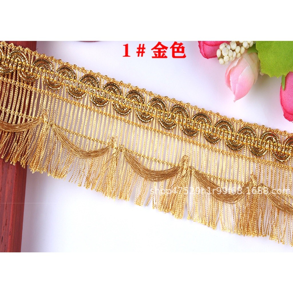 1yard 3.8/5.5cm European and American style small row to be mixed color tablecloth curtain row to fringed 欧美金银丝花边(2674L) - Image 6