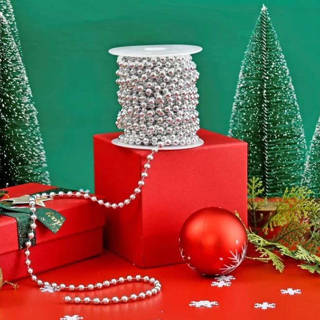 1yard 3/6mm Galvanized Wire Beads, round Beads String Plastic Imitation Pearl DIY Wedding Christmas Decoration (2693L) - Image 3