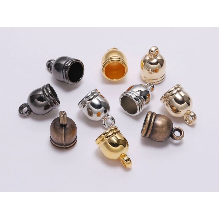 10pcs End Tip Tassel Caps Beads Necklace Round Leather Cord Crimps end Caps Fastener For Jewelry Making Finding(1502L) - Image 2