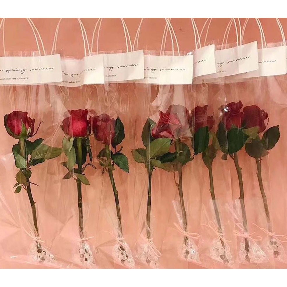 2pcs Florist Decoration Long Tote PVC Clear Bag Flower Bouquet Bagging Portable Transparent Gift Bag(1106L) - Image 3