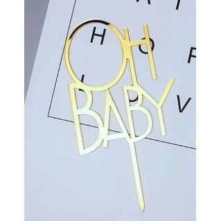 'OH BABY' Cake Topper for Baby Shower Cake Decoration Acrylic Gold Color Acrylic Cake Topper Commemorative topper(509L) - Image 4