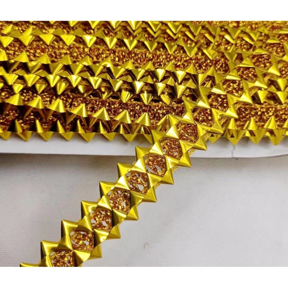 1yard Width 20mm~25mm 1yard gold silver polyester corrugated line braided crochet ribbon lace trim 金色银色花边 (1560L) - Image 11