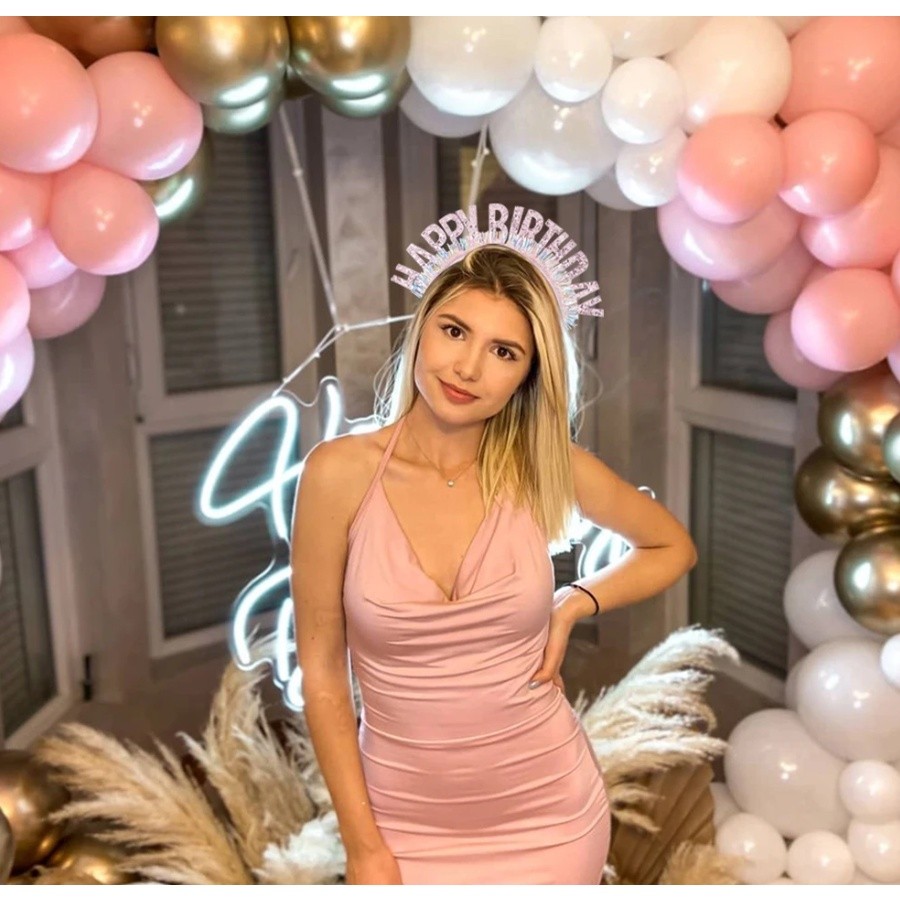 Happy Birthday European And American Birthday Party Headgear Headband Female Letters Happy Birthday 水钻生日快乐发箍(2559L) - Image 7