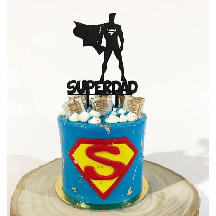 Black Gold Acrylic My Hero Super Dad Happy Birthday Fathers Day Cake Topper Super Hero Cake Decoration Family (822L) - Image 7