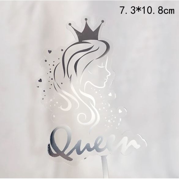 Acrylic Queen Cake Topper Happy Birthday Cake Toppers Baby Shower Party Cupcake Topper Kids Gifts and Favors (1466L) - Image 6