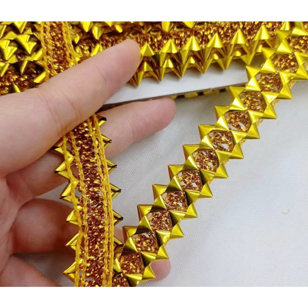 1yard Width 20mm~25mm 1yard gold silver polyester corrugated line braided crochet ribbon lace trim 金色银色花边 (1560L) - Image 9