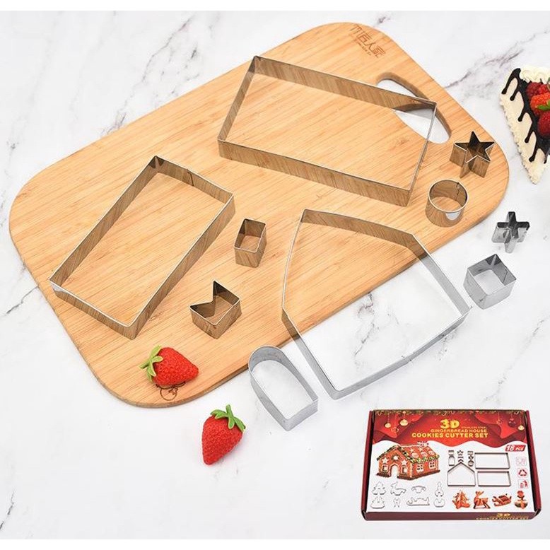 10PCS/Set Stainless Steel Christmas Cookie Cutters Xmas Tree Star House Bells Snowflake Baking Cake Biscuit (2373L) - Image 2