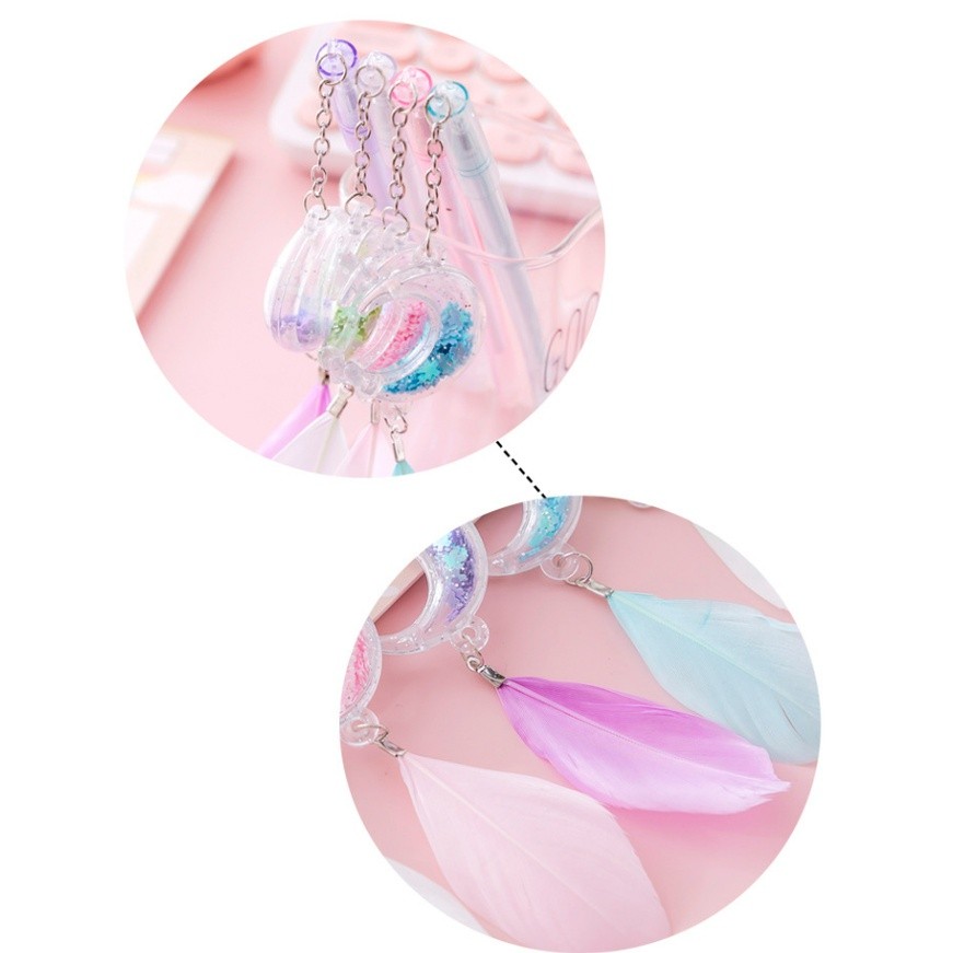 1pc 0.5mm Sequin Feather Moon Pendant Black ink Gel Pen Net Red Girl Student Stationery Water-based 笔创意可爱笔(2352L) - Image 6