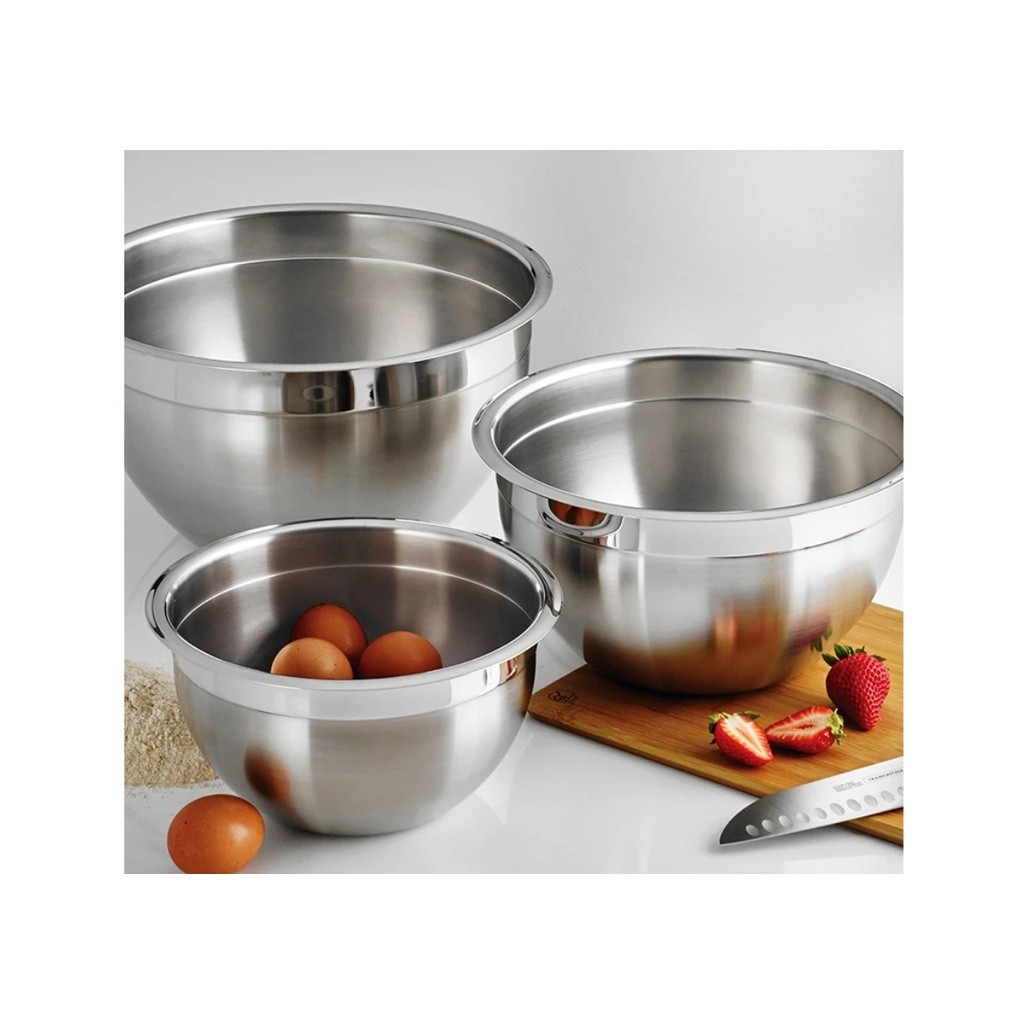 Stainless Steel Salad Bowl Thick Silicone Bottom Non-slip Mixing Bowl DIY Baking Tools不锈钢硅胶底防飞溅打蛋盆 (2306L)