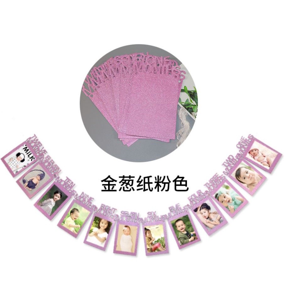 Photo wall decorations diy photo flag one month to twelve months baby child birthday party banners (363L) - Image 10