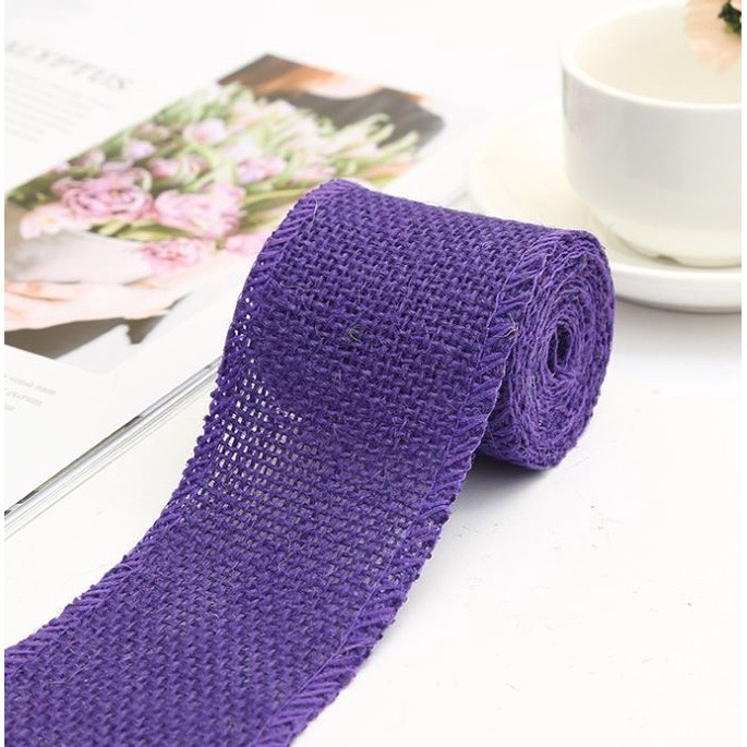 2yar/lot 6cm Wide Jute Cloth Roll Colorful DIY Handmade Wedding Party Supplies Crafts Linen Volume Burlap Ribbon (2489L) - Image 13