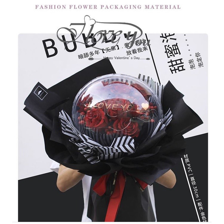 1pcs 20cm Acrylic Bobo Ball Headband Floral Flower Bouquet Packaging Box Transparent Flower Box Wrapping Gift Box(1425L) - Image 2