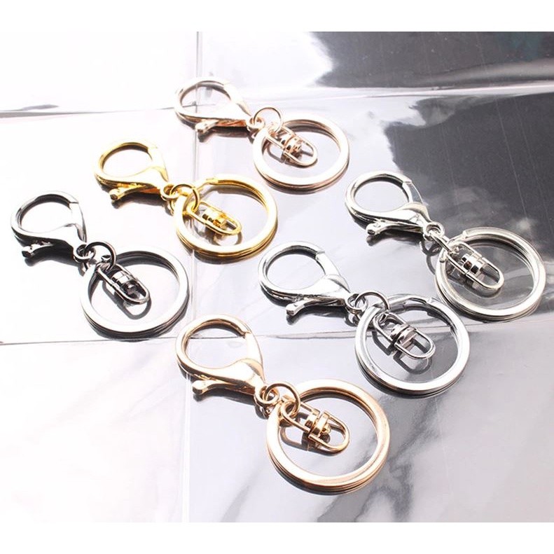 1pc 30mm Multiple Colors Key Chains Rings Round Golden Gold-Plate Hook Lobster Clasp Keychain(1456L) - Image 3