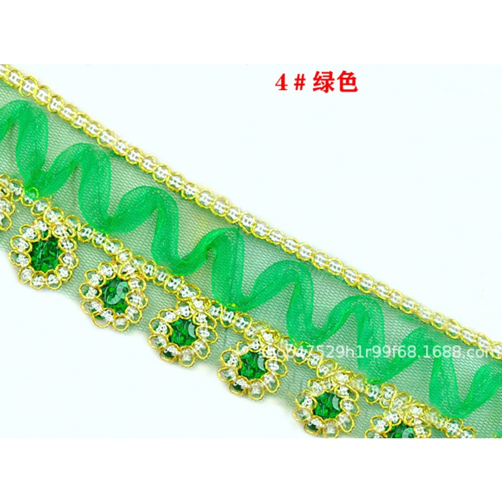 1yard 4cm National Dance Lace Accessories Performance Trims Costume Wave Rope Embroidered Skirt Dress 金色蕾丝花边 (2667L) - Image 6