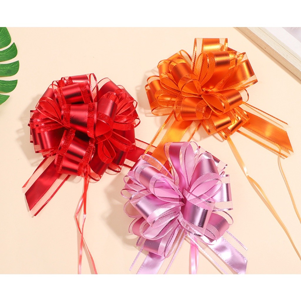 1pc 50# Flower Car Gifts Wedding Pull Bow Ribbons Wrap Packing Valentines Day Birthday 大号哑光金属色球花(2745L) - Image 2