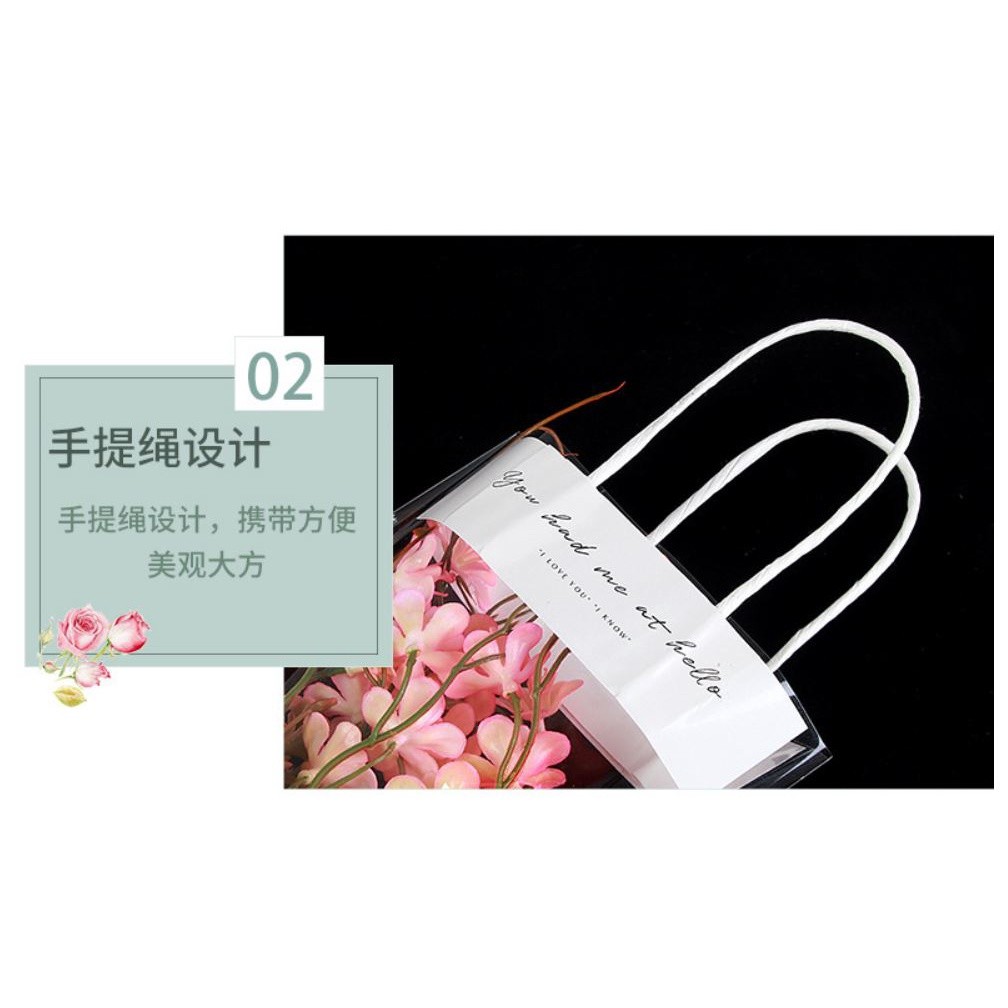 2pcs Florist Decoration Long Tote PVC Clear Bag Flower Bouquet Bagging Portable Transparent Gift Bag(1106L) - Image 8