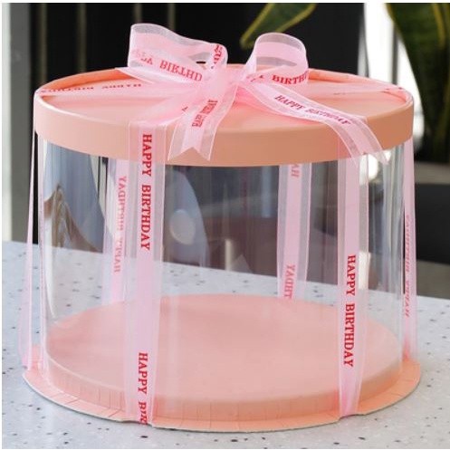 6/8/10inch Transparent Empty Pink Paper/PVC Round Gift Box for Cake Box Teddy Bear Rose Bear Flower Rabbit (898L) - Image 19