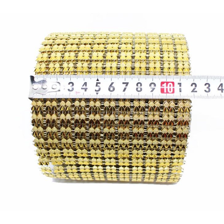 1yard 13 level Heart mesh Wrap Gold Silver Mesh Roll Tape Tulle Crystal Ribbon wedding cake decoration(620L) - Image 2