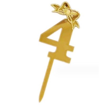 18cm Number 0-9 Acrylic Gold Glitter Ribbon Cake Toppers For Kids Womens Mens Birthday Party Cake Decoration (2605L) - Image 7