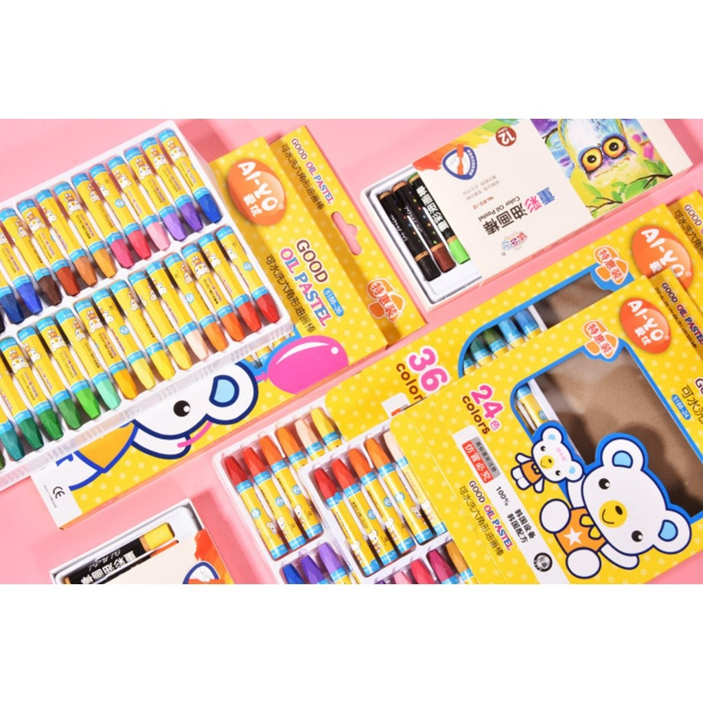 Creative Cartoon 12/18/24/36pcs Colors Non-Toxic Crayon Oil Pastel Painting Stick Kids Student Pencils 油画蜡笔(2391L)