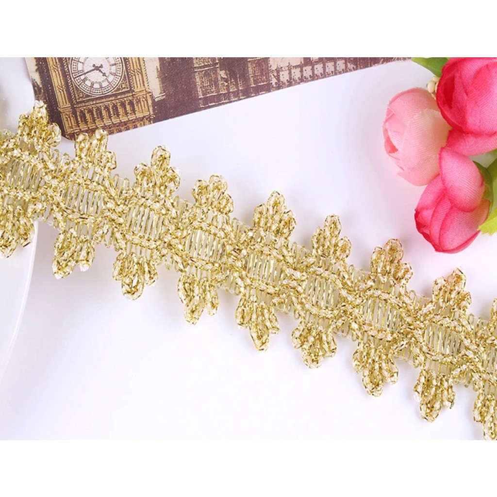 1yard 3.5cm Wide Gold Silver Lace Curve National Braided Trim DIY Dancing Dress Stage Decoration Sew Edges金银色花边 (2697L) - Image 5