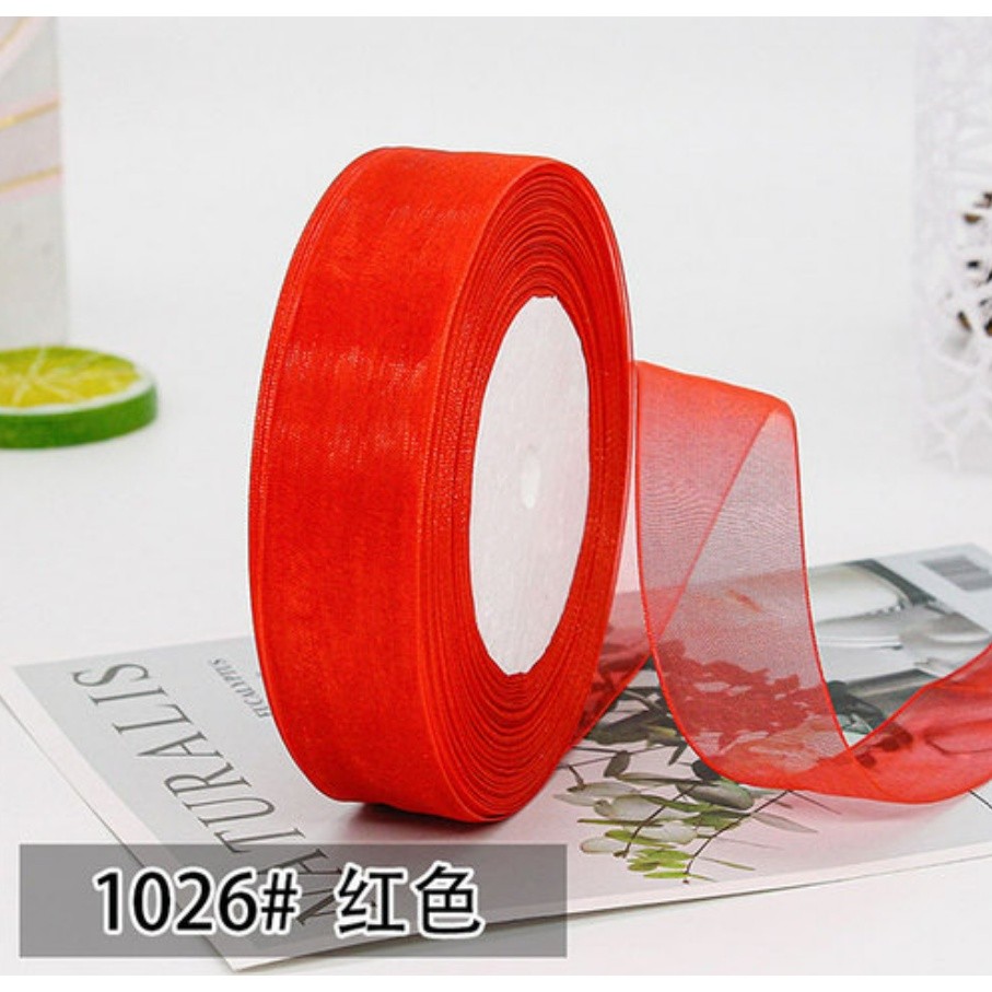 50yard 2/2.5cm Organza Ribbon gift wrapping decoration Christmas silk ribbons for Wedding DIY Craft(1074L) - Image 20