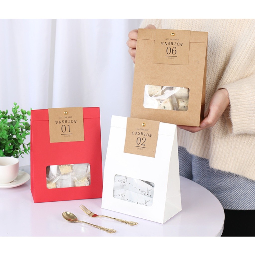 1pc Packaging Bags With Transparent Window Package Gifts Candy Cake For Wedding Birthday Party Kraft Paper开窗包装袋(2403L) - Image 3