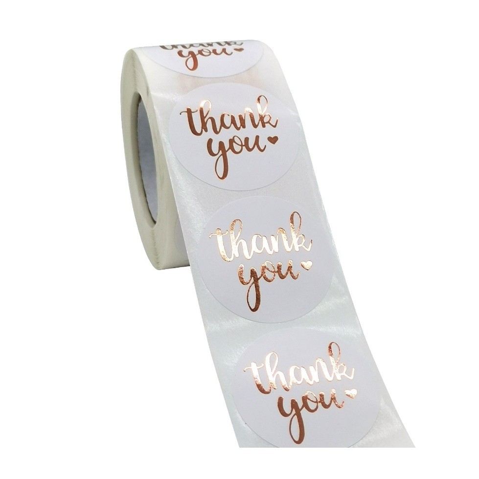50~500pcs 1inch Rose Gold Thank You Stickers For Envelope Sealing Labels Stationery Supplies Handmade 玫瑰金箔感谢贴纸 (2439L) - Image 2