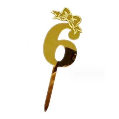 18cm Number 0-9 Acrylic Gold Glitter Ribbon Cake Toppers For Kids Womens Mens Birthday Party Cake Decoration (2605L) - Image 9