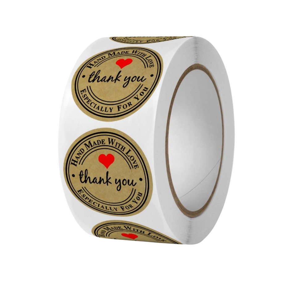 500pcs Round Labels Kraft Paper Thank You Sticker Dragees Candy Bag Flower Gift Box Cake Boxes 牛皮纸圆形贴纸(2433L) - Image 18