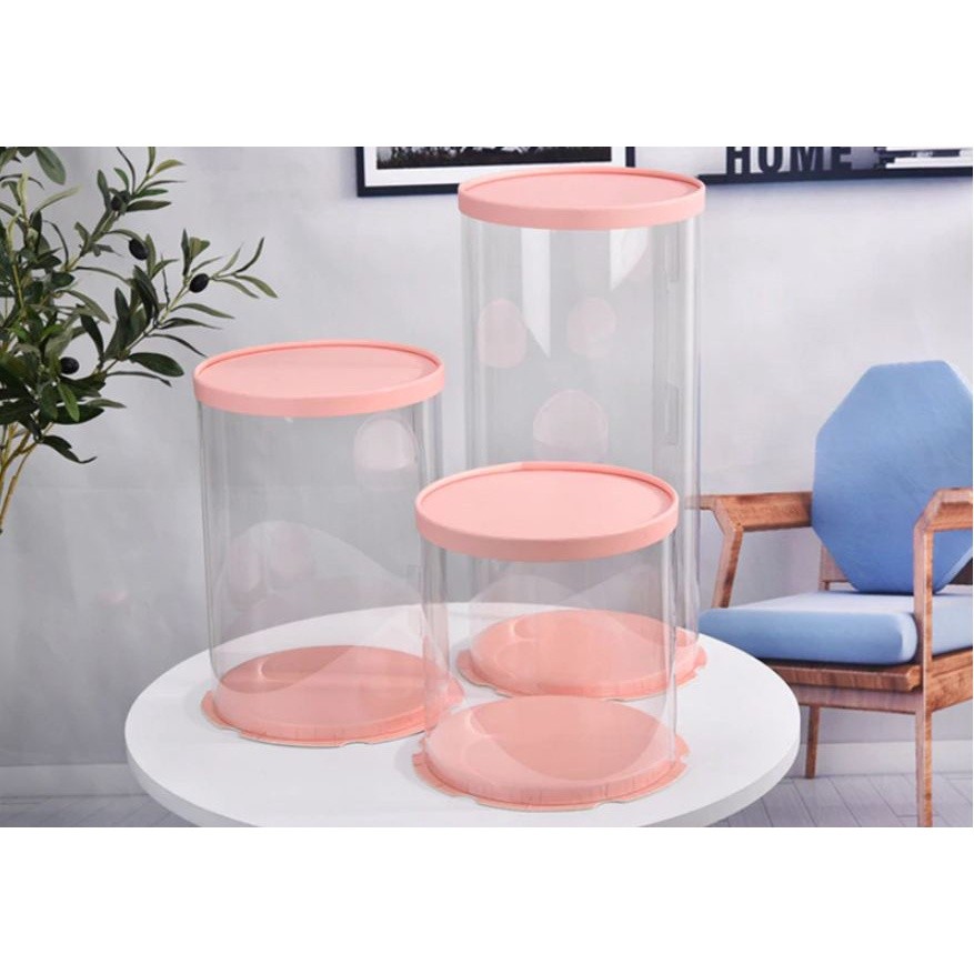 6/8/10inch Transparent Empty Pink Paper/PVC Round Gift Box for Cake Box Teddy Bear Rose Bear Flower Rabbit (898L) - Image 2