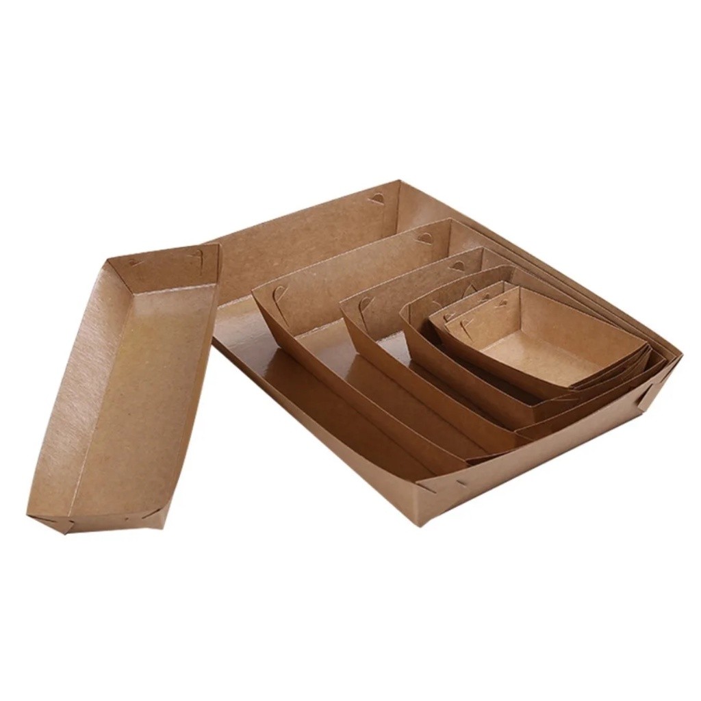 1pc New Party Supply For Snack Food Kraft Paper Food Tray Packing Box Packing Case Boat Shaped一次性淋膜纸船盒烘焙包装防油(2683L) - Image 5