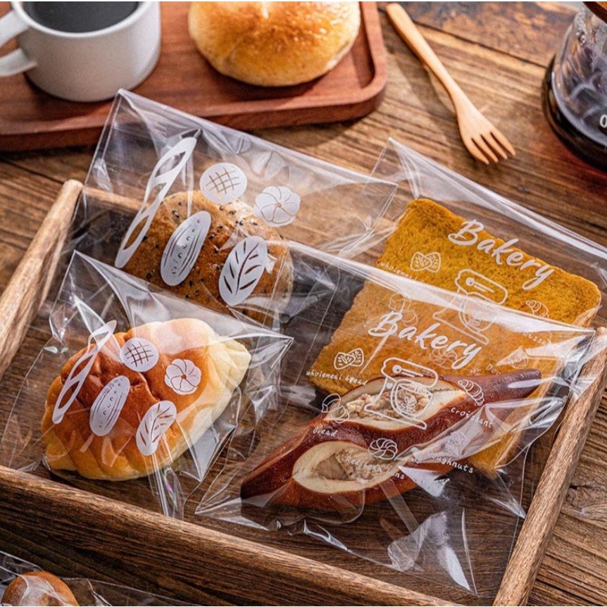 50pcs Bread Self Adhensive Plastic Bag For Baking Snack Donut Croissant Packaging Wedding 自封口烘焙包装 (1366L) - Image 2