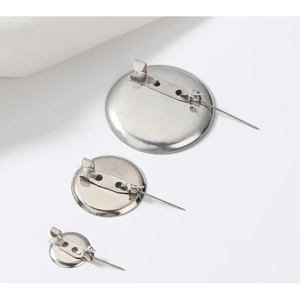 10pcs Metal Brooch Clasps Pin Disk Pad Bezel 2cm~3cm Blanks Cabochon Base Trays with Pin Clip 形金属胸针(340L) - Image 2