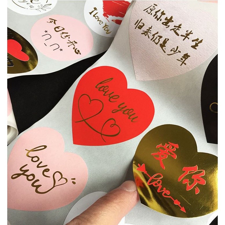 6pcs/500pcs Heart Round Shaped Label Sticker Scrapbooking Gift Packaging Seal Birthday Party Wedding Supply (1374L) - Image 6
