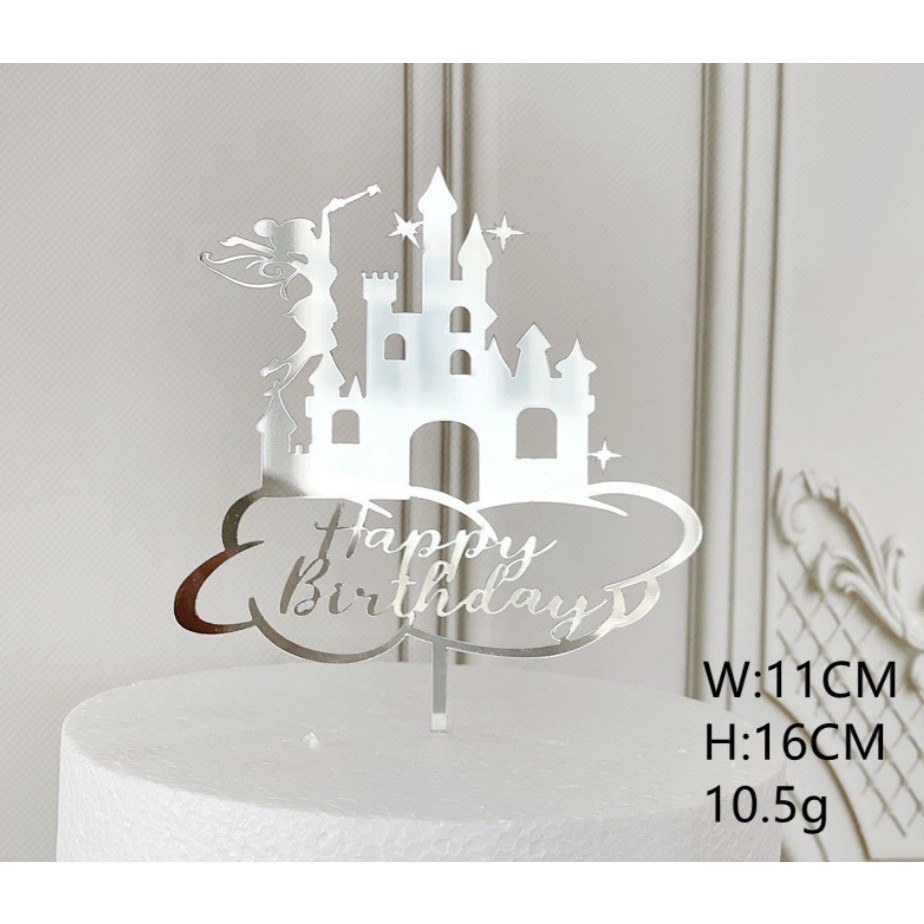 New Fairy Girls Christmas Winter Snowfake Castle Acrylic Angle Cake Topper for Baby Girls Birthday Party (1333L) - Image 10