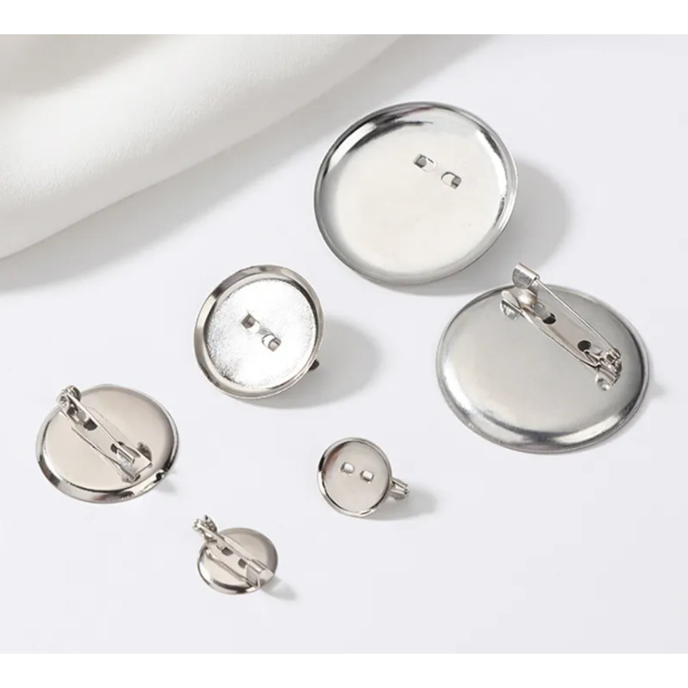 10pcs Metal Brooch Clasps Pin Disk Pad Bezel 2cm~3cm Blanks Cabochon Base Trays with Pin Clip 形金属胸针(340L) - Image 4